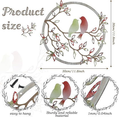 Ferraycle Metal Wall Art Bird on Tree Branch Silhouette Bird Hanging Ornament Porch Wall Decor for Living Room Outdoor Garden Bedroom Office Housewarming Party Decoration(Elegant Color)