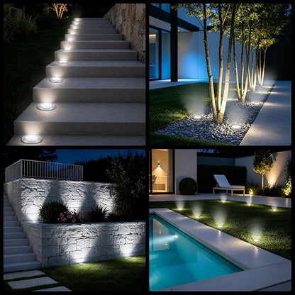 OULONGER Solar Ground Lights 16 Packs, Garden Solar Outdoor Waterproof Pathway Bright In-Ground Landscape Lights for Patio, Lawn, Yard, Driveway, Step and Walkway White Light