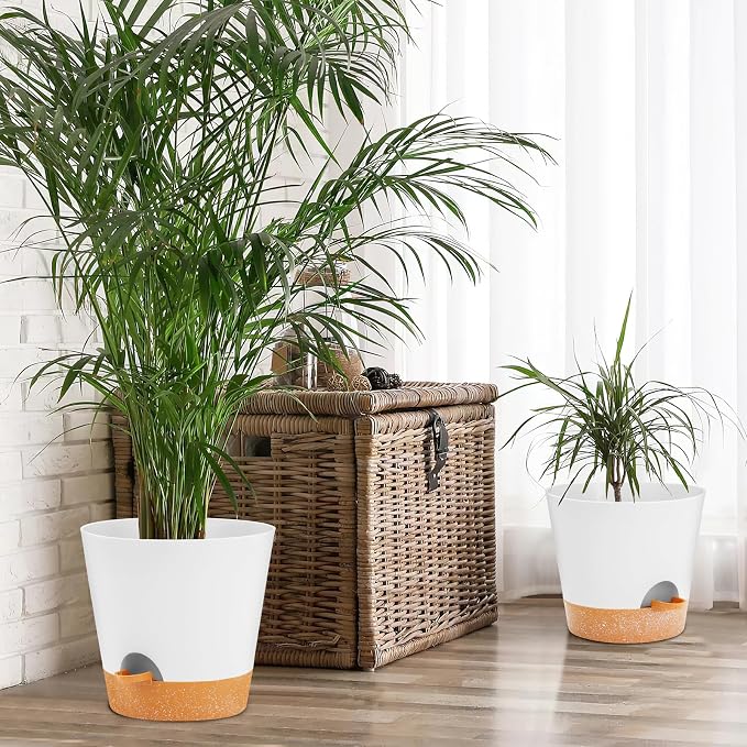 GARDIFE 10/9/8 inch Plant pots, planters for Indoor Plants, self Watering Plant Pot, Flower pots, White