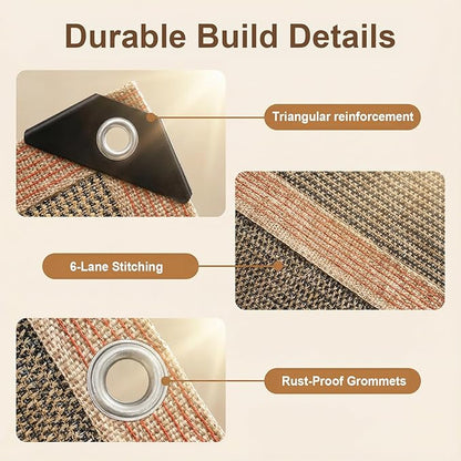 90% Sun Shade Cloth with Grommets, 6.5 x 10 FT Pergola Replacement Shade Cover Canopy Privacy Screen for Outdoor Patio Garden, Mocha