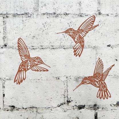QZGXDECO Rust Metal Hummingbird Outdoor Wall Art Decor 9.5-Inch Rustic Garden-Style Indoor/Outdoor Decorative Iron Bird Wall Sculpture for Fence Patio Yard Bedroom Bathroom Farmhouse