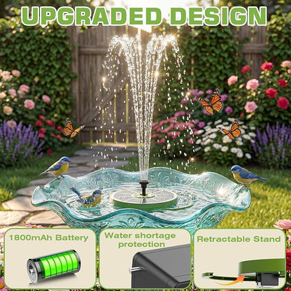 AISITIN 3.5W Solar Bird Bath Fountain Built-in 1500mAh Battery, Solar Water Pump with 8 Nozzles, Solar Powered Fountain Pump for Garden Birdbath Pool Fish Tank Pond and Outdoor (Dark Green)