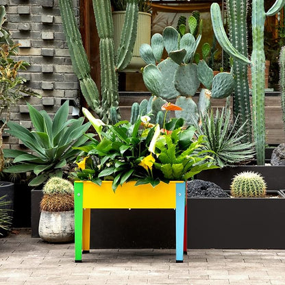 Raised Garden Bed, Garden Raised Planter Box with Legs, Galvanized Garden Planter for Herbs and Vegetables (Multi-Colored)