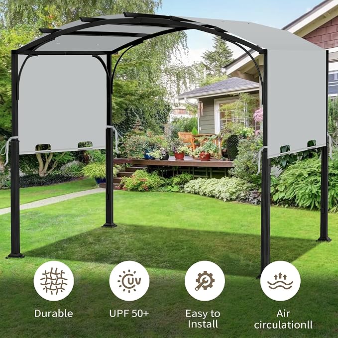 85"x 208" Universal Pergola Shade Cover, Garden Shade Replacement for 17x7.4 Ft Outdoor Pergola Structure, Patio Gazebo Canopy, Porch, Balcony Waterproof Top (Cover Only, Light Gray)