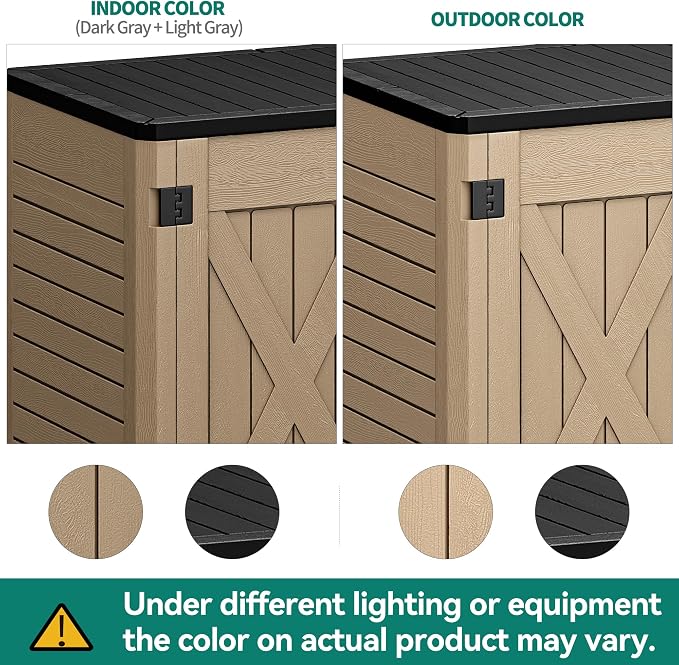 YITAHOME Outdoor Horizontal Storage Shed with X-Shaped Lockable Door, 35 Cu Ft Weatherproof Resin Tool Shed w/o Shelf, Ideal for Bike, Trash Cans, Garden Tools, Lawn Mowers, Brown