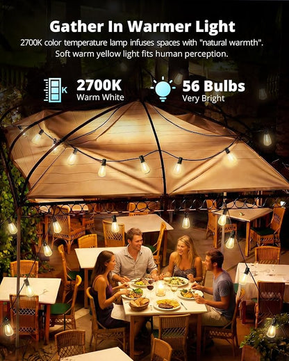 Outdoor String Lights 120FT, Outdoor Party Light with 58 Edison Lights Bulb | Patio Lights Outdoor Waterproof, LED Outside Hanging Light Connectable for Backyard, Porch, Garden, yard, Bistro, 2700K