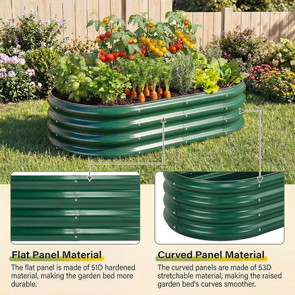 Land Guard 2 Pcs 6ft Metal Raised Garden Bed, 6 x 3 x 1 Galvanized Planter Raised Beds for Vegetables, Green