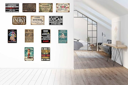 Rustic Metal Tin Sign The Craft Room Is My Happy Place 8x12 in Artistic Home & Office Decor Vintage Wall Art for Cafe Bar Restaurant Laundry Room Garage Bedroom Decoration