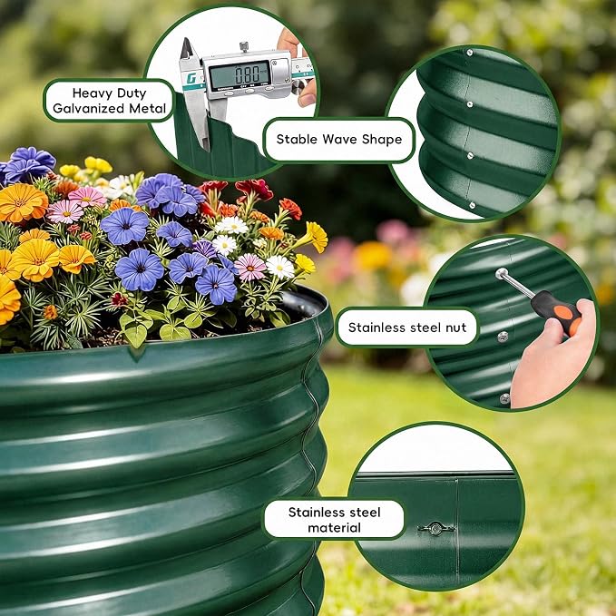 AHEONLAR 3Pack 3x2x2ft Galvanized Raised Garden Beds Outdoor, Oval Raised Beds for Gardening Metal Planter Boxes for Planting Vegetables, Fruit, Herb, Green