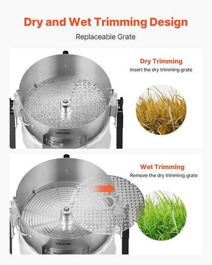 VEVOR Electric Bud Leaf Trimmer, 2-in-1 Manual & Electric, 16 in Bud Trimmer with Sharp Stainless Steel Blades, Bracket Type Wet Dry Hydroponic Cutting Machine with Dry Grate, for Plant Buds Flowers