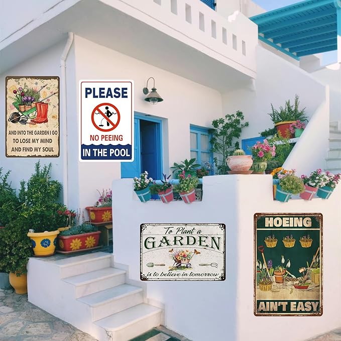 Pool Signs Vintage Please No Peeing In The Pool Metal Tin Sign Pool Decorations Outdoor Swimming Pool Wall Decor Pool House Decor 8x12 Inch, green white red