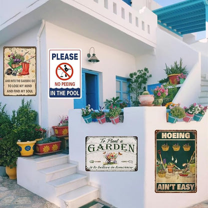 Gifts For Plant Lovers Funny Garden Sign Gardening Decor Hoeing A Ain'T Easy Tin Signs Plants Lover Gifts For Women For Gardeners Funny Cool Yard Signs 8x12 Inches