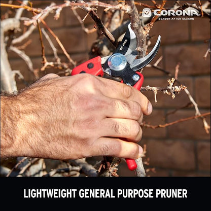 Corona BP 4180 Non-stick Steel Angled Bypass Hand Pruner - 5/8 inch Cut Capacity Stem and Branch Garden Shears, Red (Pack of 6)