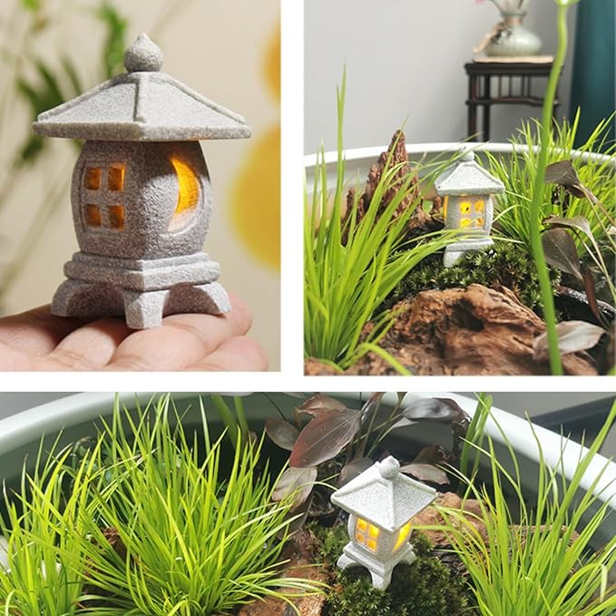 Japanese Pagoda LED Lamp Statue Figurine, LED Lantern Pagoda Statue Figurines for Home Table Decor - Style B