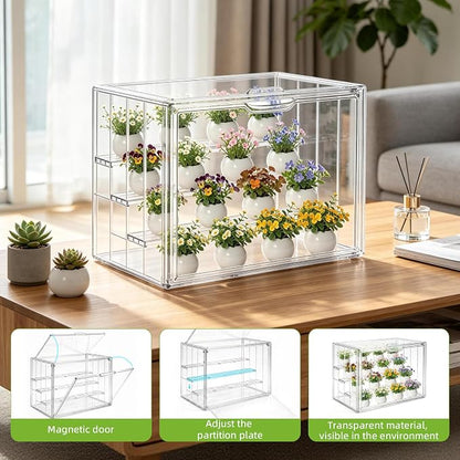Mini Greenhouse Indoor with Magnetic Door, M-4tier-2door-1pcs | Dual-Door Design, Easy Access, Great Heat & Moisture Retention, Adjustable Ventilation, Grows Well in Varied Conditions