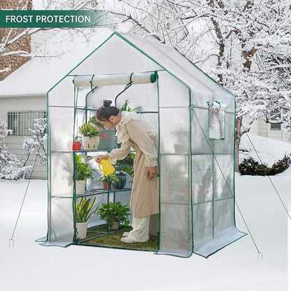 Greenhouses for Outdoors,Portable Walk in Greenhouse for Garden Plants that Need Frost Protection and Away from Animals(56"x55"x78")-White