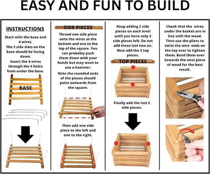 Orchid Basket Making Kit for 3 Strong 12 Inches Wide Hanging Orchid Baskets for Outdoors with Hangers, for Orchids, Staghorn Ferns, Handmade Rustic Wood Vanda Baskets, Staghorn Fern Mount
