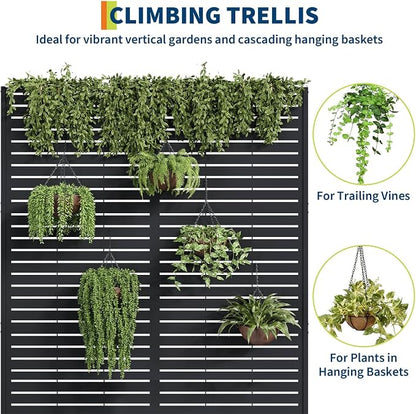 GarveeLife Metal Planter Box with Trellis and Wheels, 71"x47"x16" Raised Garden Bed for Climbing Plants, Vegetables, Vines, Privacy Planters for Patio with Drainage Holes, 15.7" Deep Planting Bed