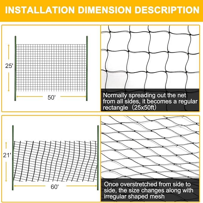 BSTPCOO Bird Netting for Chicken Coop, 25'x50' with 2.4" Square Mesh Poultry Netting Heavy Duty Nylon Nettings for Garden, Aviary Net Fruit Tree Nettings