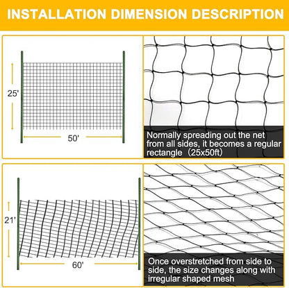 Bird Net 25'x50' with 1" Mesh Nylon Bird Netting for Garden, Poultry Netting Heavy Duty Aviary Netting Chicken Coop Netting, Garden Netting Deer Fence Netting for Fruit Tree, Pests Trellis Net
