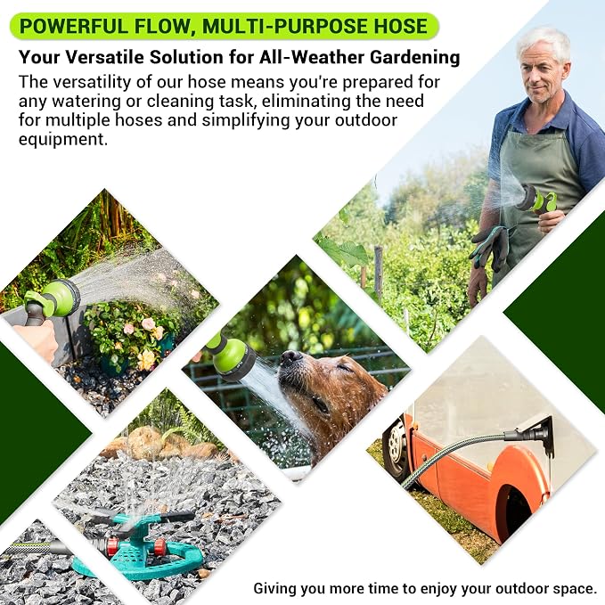 100 FT Non-Expandable Garden Hose – Heavy Duty Water Hose for Large Properties & Extended Reach, 1/2" ID, 3/4" Swivel Fittings, Kink & Leak Resistant