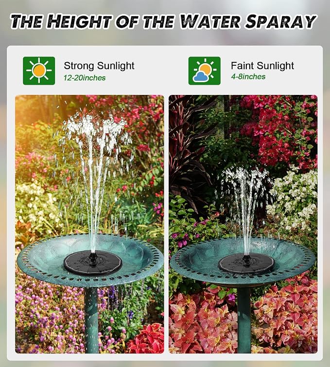 Yzert Solar Fountain Glass Panel with 2200 mah Battery, 3.5W Floating Solar Water Fountain with 4 Fixed Rods, Solar Pump for Bird Bath, Garden, Pond, Pool, Outdoor (Black Panel Colorful Lights)