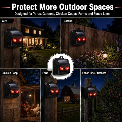 Solar Nocturnal Animal Repeller Outdoor,Auto Activate Predator Eyes Animal Deterrent Lights for Coyote, Raccoon, Fox, Skunk, Deer Repellent for Yard, Garden & Chicken Coop Protector Guard, Pack of 8