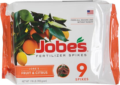 Jobe’s Garden Fertilizer Spikes, Easy Plant Care Slow Release Fertilizer for Fruit and Citrus Plants and Trees, 9 Count