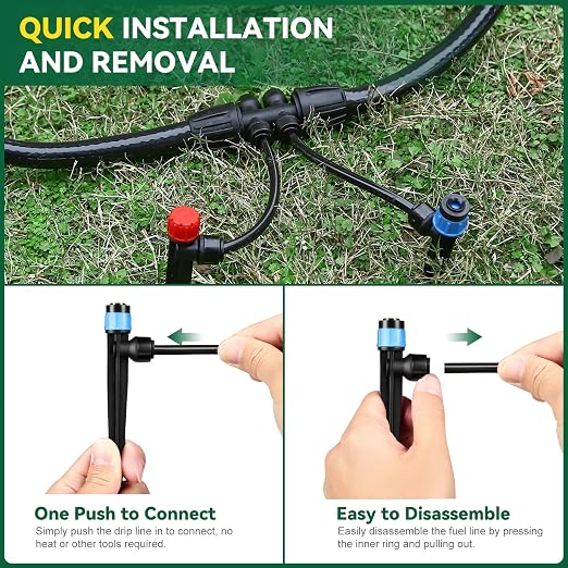 Drip Irrigation System for Garden, 2026-Upgraded Quick Connect Garden Watering Kit All-in-One with 1/2 inch 1/4 inch Irrigation Tubing for Garden, Lawn, Greenhouse, Raised Beds (126FT)