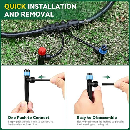 Drip Irrigation System for Garden, 2026-Upgraded Quick Connect Garden Watering Kit All-in-One with 1/2 inch 1/4 inch Irrigation Tubing for Garden, Lawn, Greenhouse, Raised Beds (126FT)