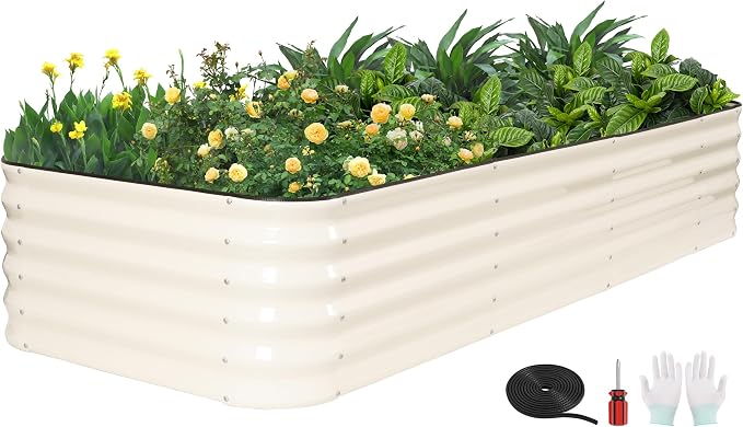 GoCampDriect 6IN1 Raised Garden Bed - 8x3x1.4ft Galvanized Raised Garden Boxes Outdoor Corrosion Resistant | Variable Shape 9x2x1.4ft Metal Raised Garden Beds for Planting Vegetable, Fruits,Flower