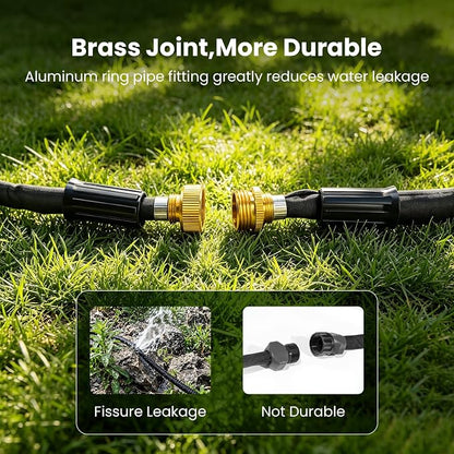 MIXC 2026 Thickened Flat Soaker Hose 100Ft with Copper Joint, Saving 80% Water, Aluminum Seal, 1mm Hose, 360°Swival Handle, Hole Pressure Relief Gasket, Drip Kit for Vegetable Garden, Lawn, Flower Bed