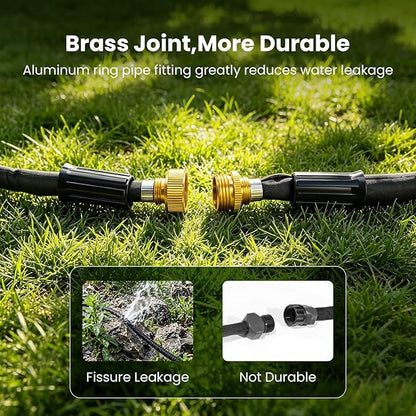 MIXC 2026 Thickened Flat Soaker Hose 200Ft with Copper Joint, Saving 80% Water, Aluminum Seal, 1mm Hose, 360°Swival Handle, Hole Pressure Relief Gasket, Drip Kit for Vegetable Garden, Lawn, Flower Bed