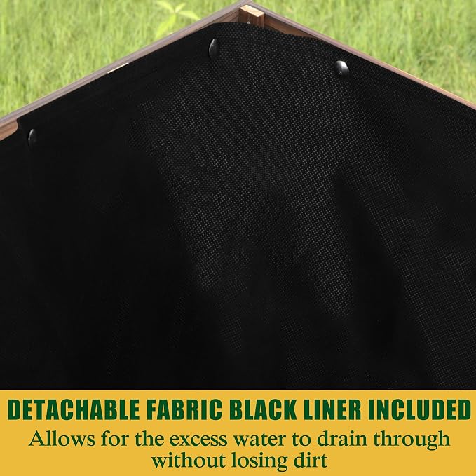 Yardenaler 6x3x2FT Raised Garden Bed with Legs, Large Outdoor Elevated Wood Planted Box for Vegetable and Flower with Liner, Backyard and Patio, Rustic Brown