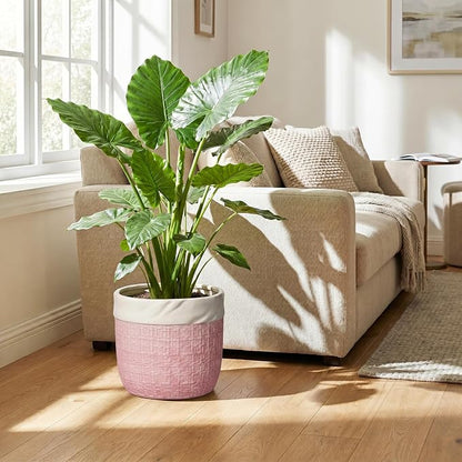 9.8 Inch Plant Pot - Ceramic Planter with Drainage Hole and Plug, Round Boho Planters for Indoor Plants Outdoor, Ceramic Flower Pots, Balcony Office Decor, Gifts for Plant Lovers, Pink