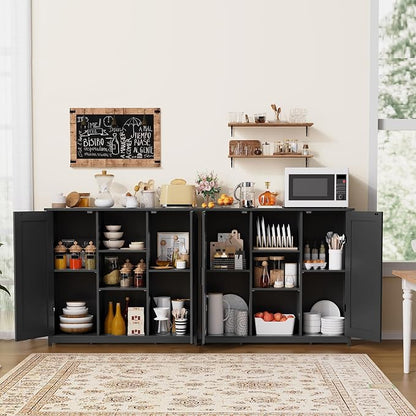 Iwell Storage Cabinet with 2 Doors and 4 Storage Shelves, Bathroom Cabinet, Cupboard for Living Room, Home Office, Entryway, Black