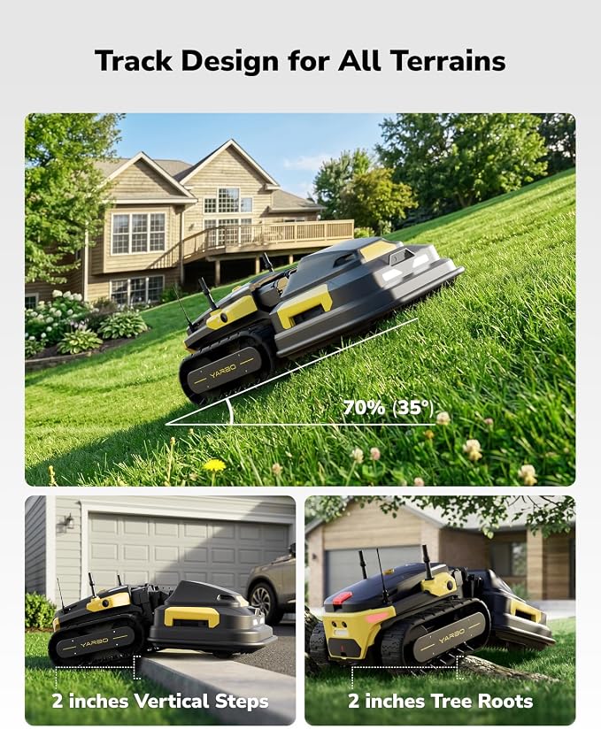 YARBO Robot Lawn Mower for Large Yard up to 6 Acres, Hands Free Operation, Perimeter Wire Free, Modular Design, 1.2"-4.0" Cutting Height, 70% Slopes, Auto Recharging, AI Vision & RTK for Navigation