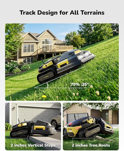 YARBO Robot Lawn Mower for Large Yard up to 6 Acres, Hands Free Operation, Perimeter Wire Free, Modular Design, 1.2"-4.0" Cutting Height, 70% Slopes, Auto Recharging, AI Vision & RTK for Navigation