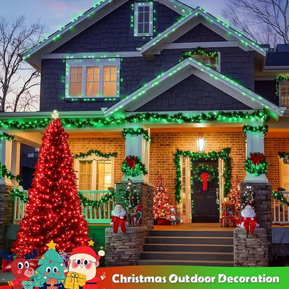 JMEXSUSS 2 Pack Solar String Lights Outdoor Waterproof, Total 66 FT 200 LED Solar Christmas Lights Outdoor, Twinkle Light for Christmas Tree Outside Garden Yard Xmas Decor, Red to Green