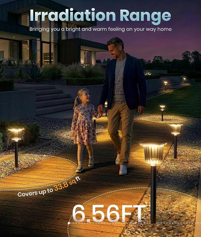 Super Bright Solar Pathway Lights Outdoor Powered 2-Pack,Adjustable Warm&Cool White,Waterproof IP65 Solar Garden Decor Landscape Lighting Outside for Front Yard/Patio/Walkway/Driveway/Lawn/Path Light