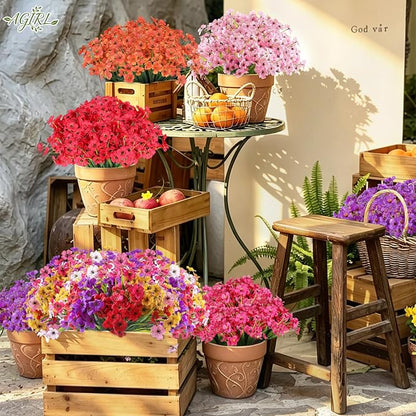 AGIRL 24 Bundles Artificial Flowers for Outdoor,Fake Flowers No Fade Plastic Faux Plants for Decoration Hanging Planters Outdoor&Indoor Garden Patio Porch Window Party Farmhouse