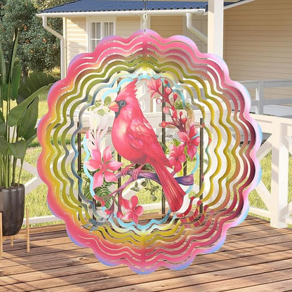 Eandisom Wind Spinners Outdoor Cardinala for Mom, Birthday Gifts for Women, Hanging 12 inch 3D Wind Sculptures for Garden Decor for Outside, Yard, Outdoor