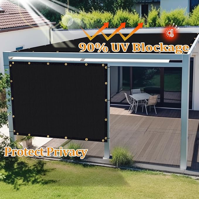 Shade&Beyond Customized Size 12' X 14' Shade Cloth with Grommets, 90% UV Protection UV Protection Mesh Tarp Sun Screens for Patio GN01, Black