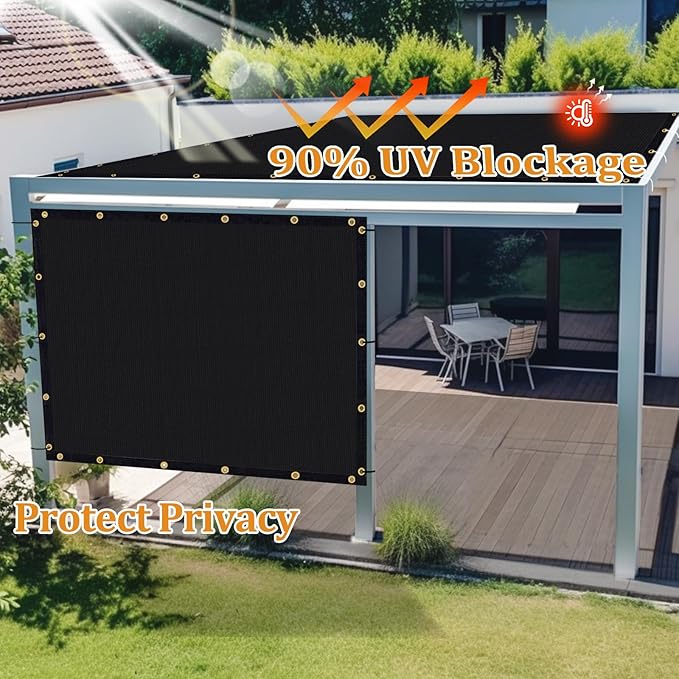 Shade&Beyond Customized Size 6' X 6' Shade Cloth with Grommets, 90% UV Protection UV Protection Mesh Tarp Sun Screens for Patio GN01, Black