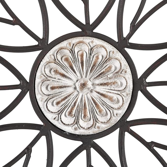 YiLifebes Metal Floral Wall Decor, 18”x18” Metal Flower Scroll Wall Art, Iron Wall Flowers Decoration Iron Floral Sculpture for Living Room Bedroom Bathroom Outdoor Garden, (Flower B)