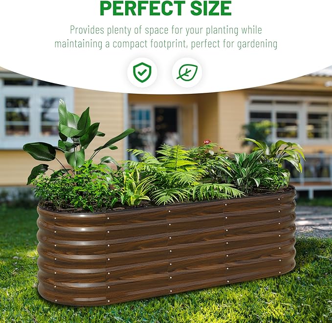 SnugNiture Galvanized Steel Raised Garden Bed Kit - 6x2x2 ft Large Metal Planter Box for Vegetables, Flowers, Herbs | Easy Assembly, Open Bottom Design
