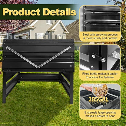 BUKLIYN Compost Bin Outdoor - 285 Gallon Metal Wire Mesh Compost Bins with Rust-Proof Coating, Compost Bin for Yard Waste, Leaves & Kitchen Scraps, 41(L)*41(W)*39.4(H) inch
