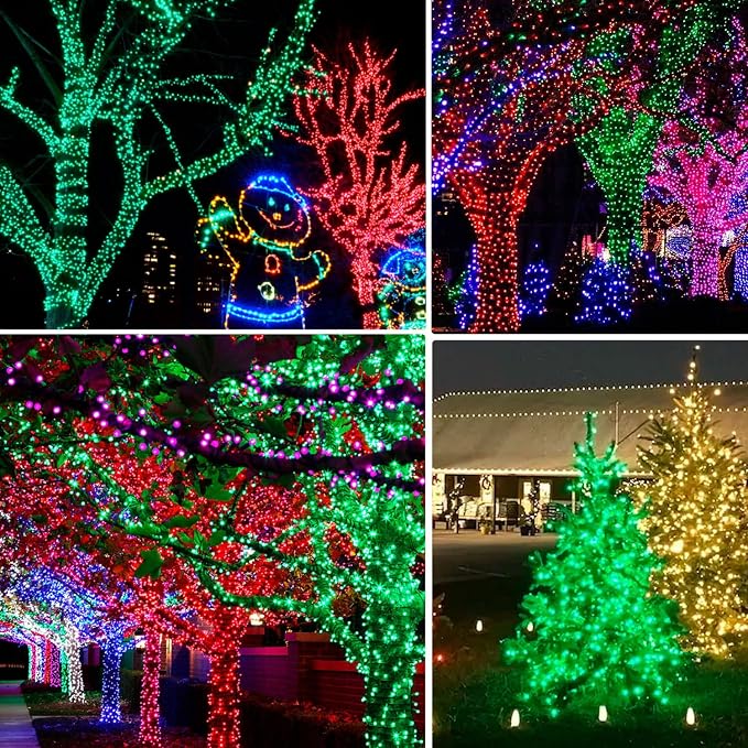 Dazzle Bright 2 Pack Total 400LED 132FT Green Christmas Solar String Outdoor Lights, St. Patrick's Day Solar Powered with 8 Modes Waterproof Fairy Lights for Patio Garden Tree Party Yard Decoration