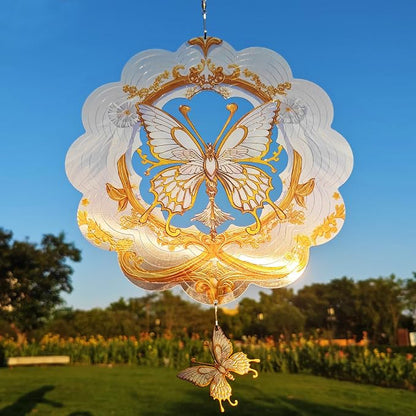 DJUAN Butterfly Stainless Steel Wind Spinners- Butterfly Gifts for Women Mom Grandma Wife, 12 inch Hanging Wind Spinner for Yard Garden Outdoor Decor,Birthday Gift for Mother's Day Christmas