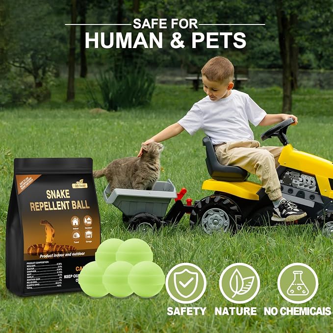 30 Pack Snake Repellent for Yard Powerful, Snake Away Repellent for Outdoors, Moth Balls for Outdoor Use
